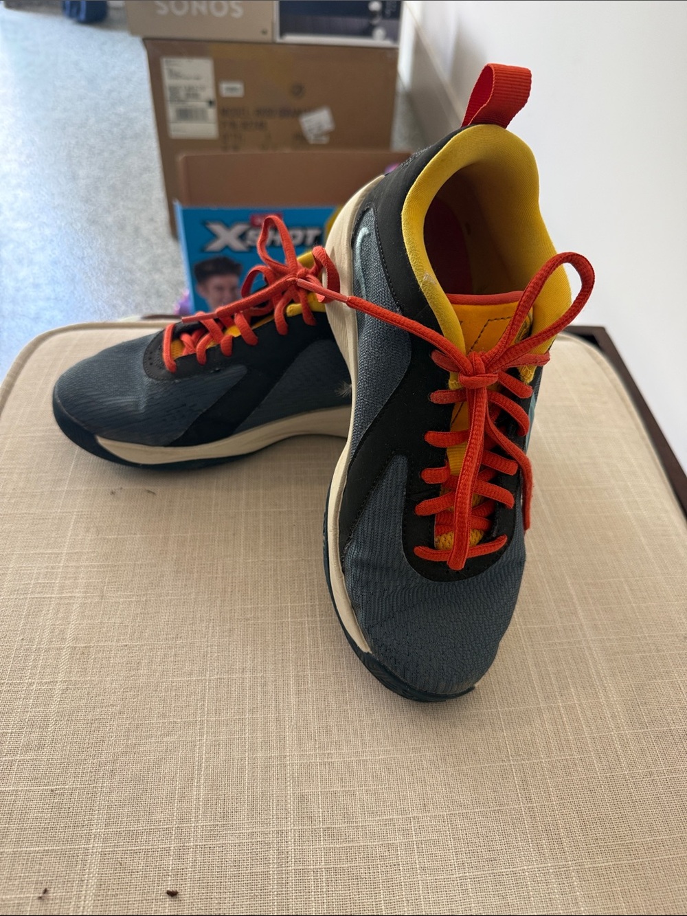 Nike boys basketball shoes Navy and Orange Low-Top Sneakers